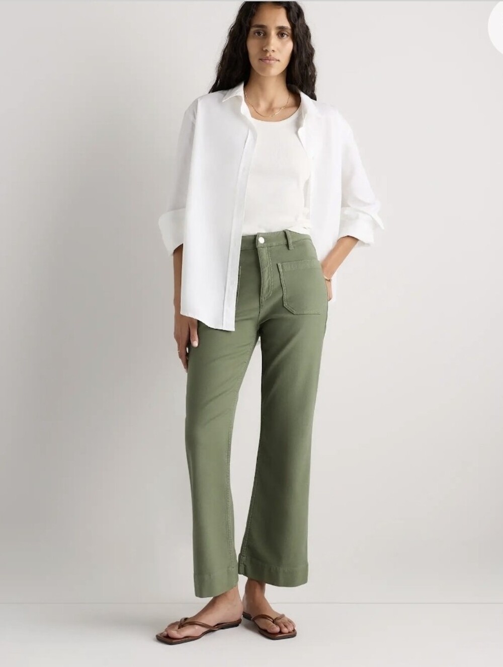 Quince Women’s French Terry Wide Leg Pants Bayberry Olive Size 16 NWT High Waist
